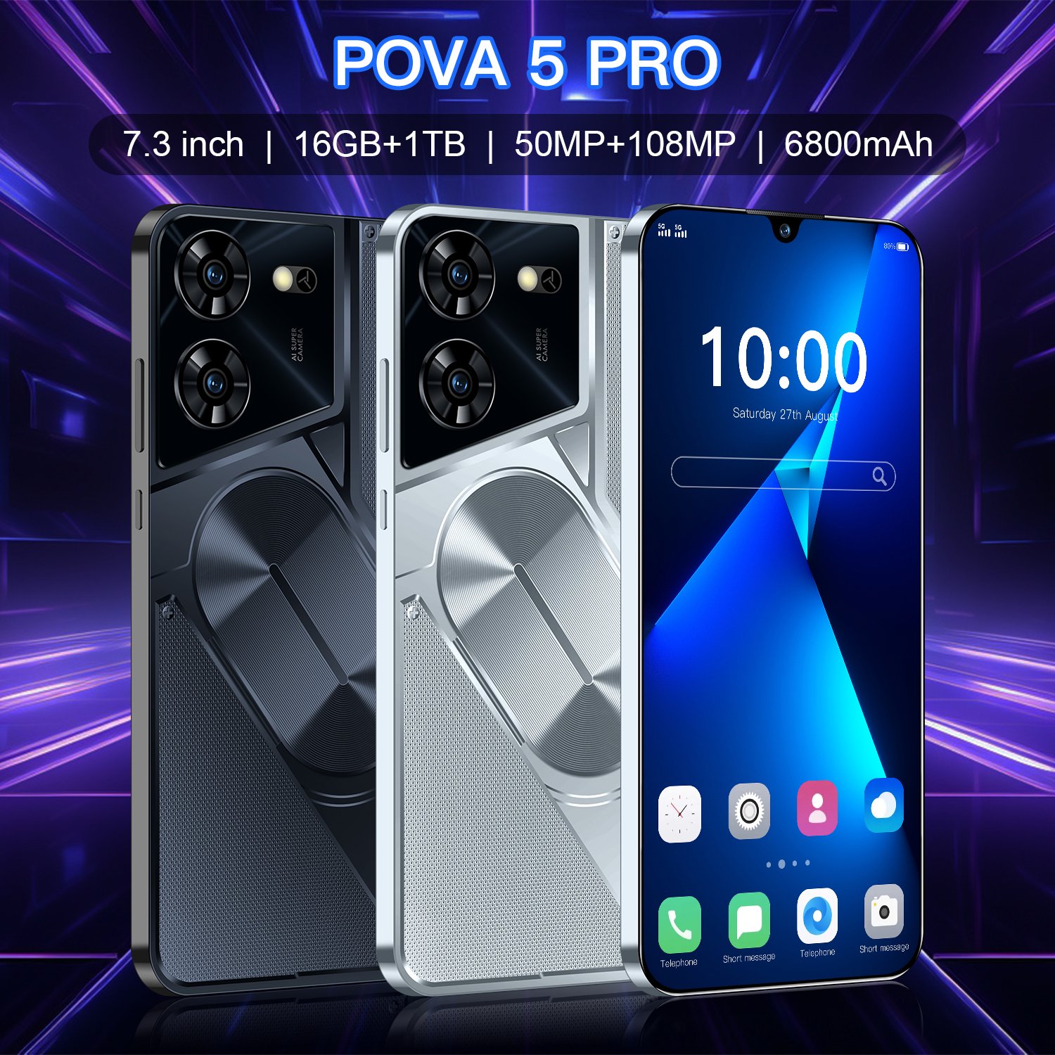 New Original Pova 5 Pro Android smartphone 3G LET phone HD screen Unlocked Mobile phone